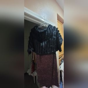 Black faux fur stole/shawl for evening wear